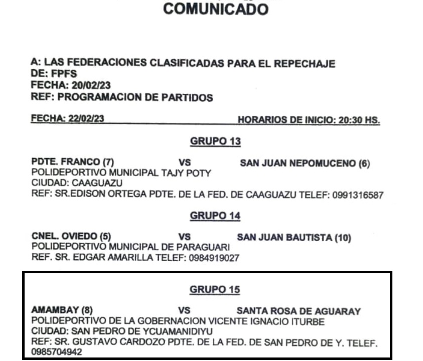 Dirigente del CFAI de la FPFS  manipula a su antojo partidos por las eliminatorias