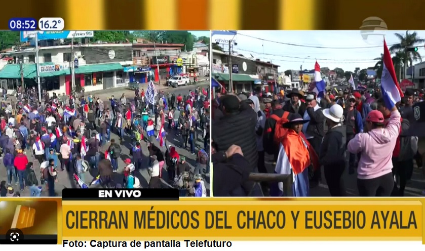 Payistas bloquean esquina de Eusebio Ayala, Médicos del Chaco y Choferes del Chaco