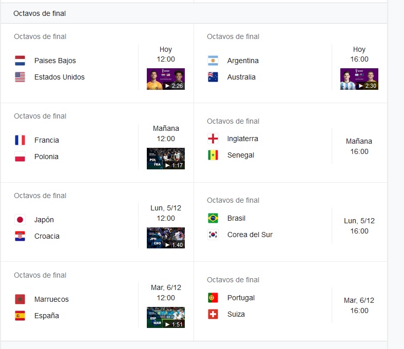 Arranca este sábado la disputa de partidos por octavos de final