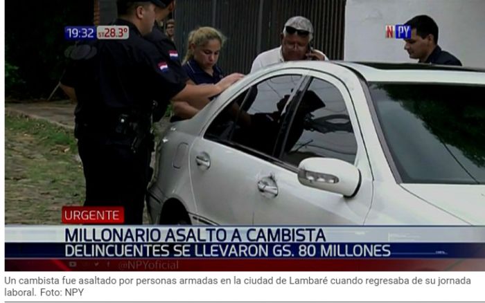 Roban G. 80 millones a cambista en Lambaré