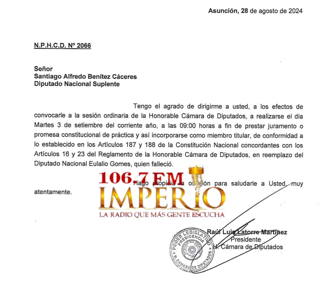Santiago Benítez presentó renuncia al cargo de Concejal Municipal