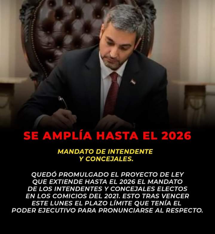 Mario Abdo aprueba extensión de mandato de intendentes y concejales