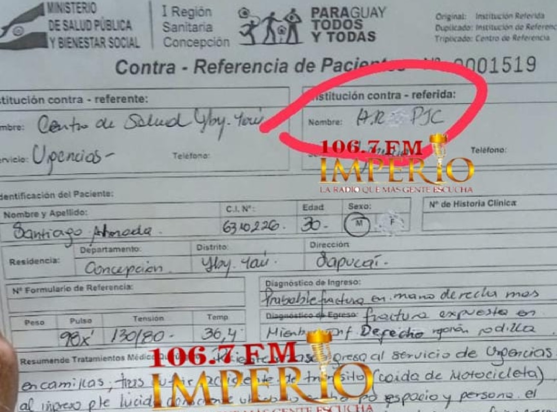 Orden de Traslado de paciente fue adulterada