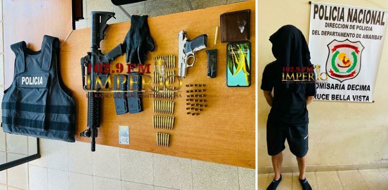 Detienen a  un ciudadano uruguayo  con  armas, chalecos de Policía y objetos varios