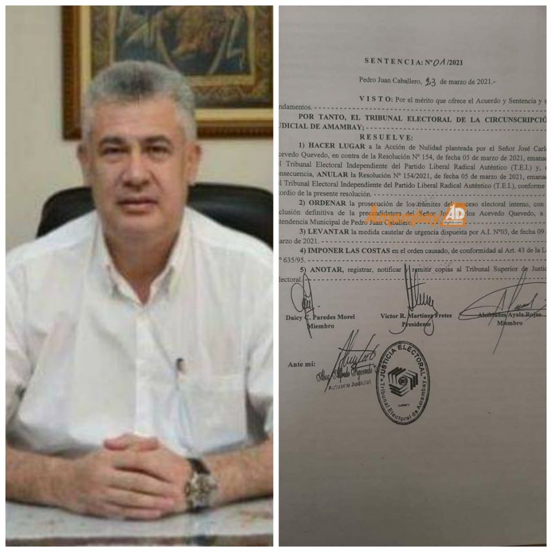 Tribunal hizo lugar a acción de nulidad y ordena seguir con trámite de precandidatura de José Carlos