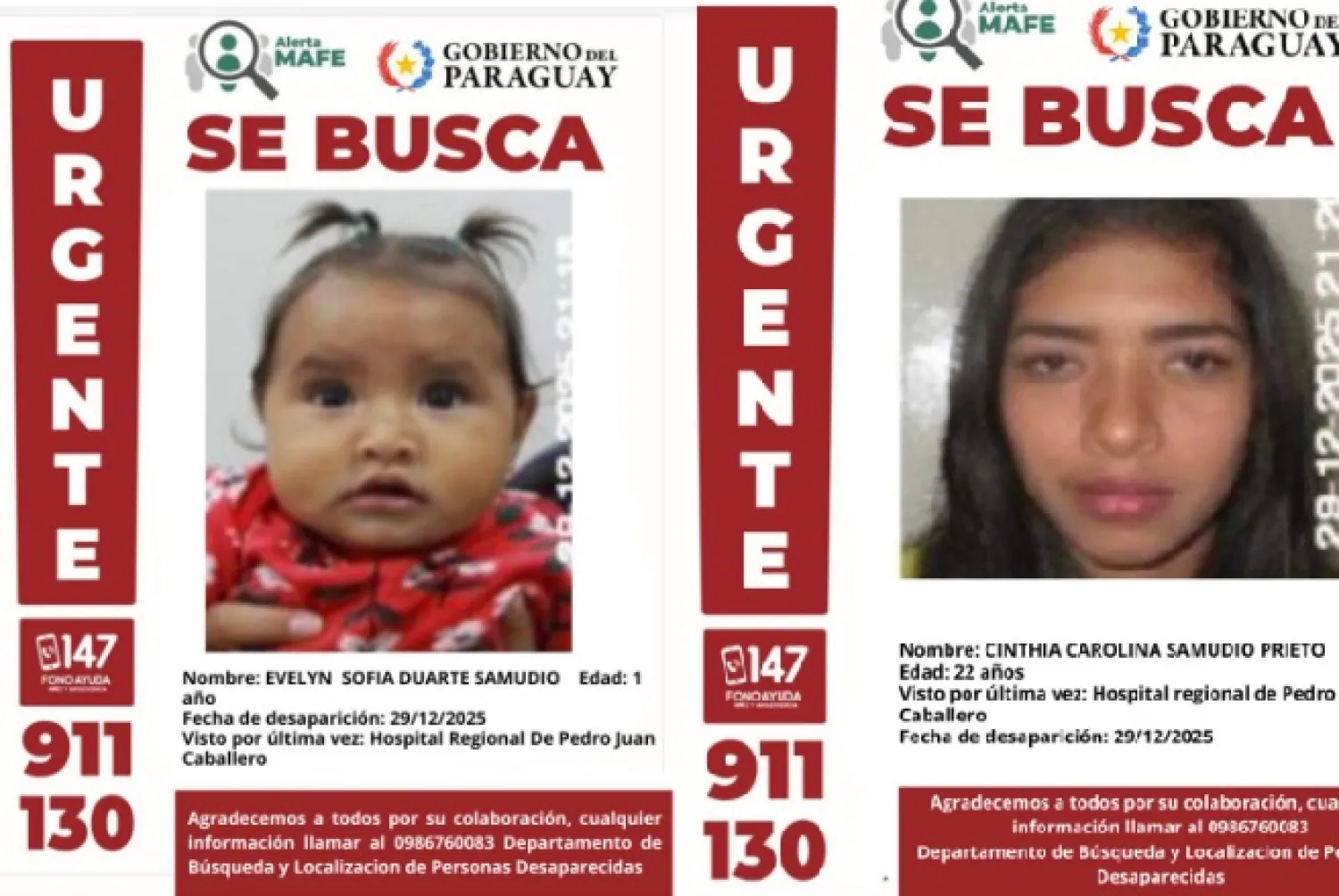 URGENTE: Reportan la desaparición de una bebé y una joven del Hospital Regional