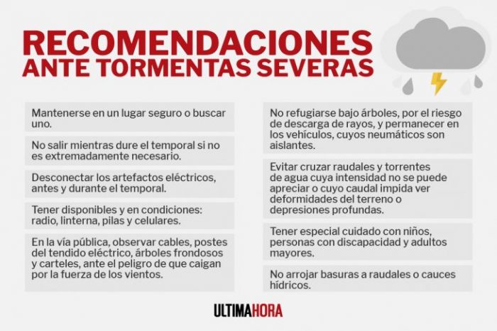 Rige alerta meteorológica para cinco departamentos