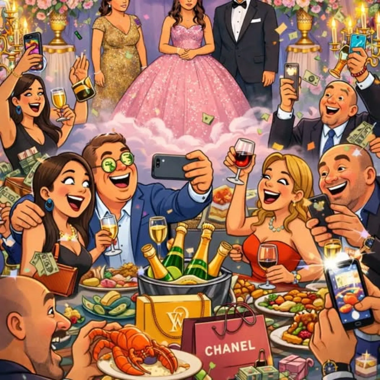 Anónimos celebrando con desconocidos