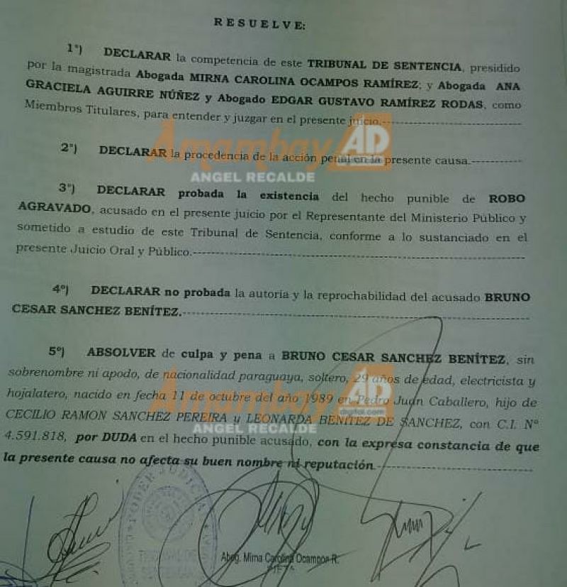 Absuelven de culpa y pena a sujeto procesado por robo agravado.