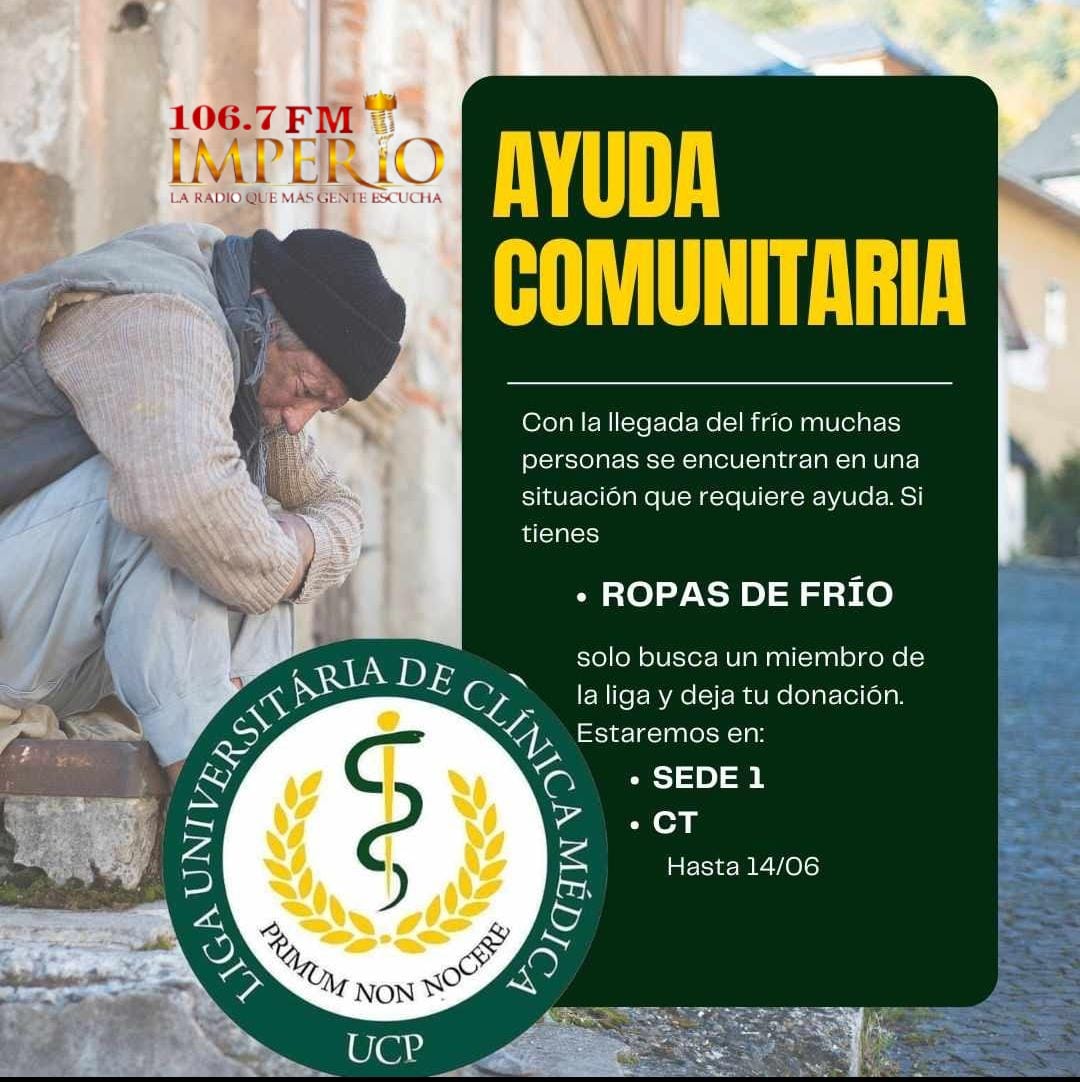 Liga Universitaria de la  UCP organiza donación ropas de frío a favor de personas carenciadas