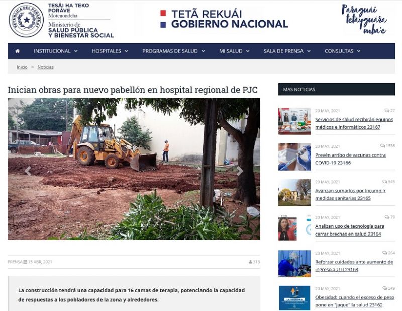 Junta Municipal alega desconocer la construcción de un Pabellón de Contingencia en el Hospital Regional