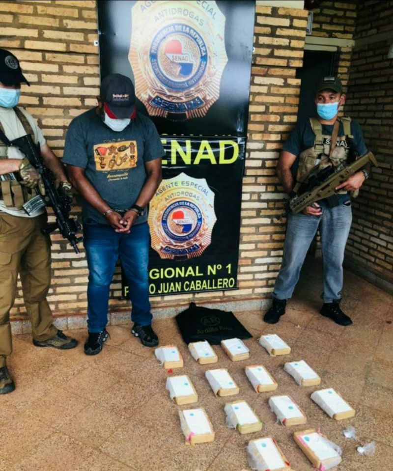 Cárcel para sujeto detenido con 14 kilos de cocaína en Pedro Juan.