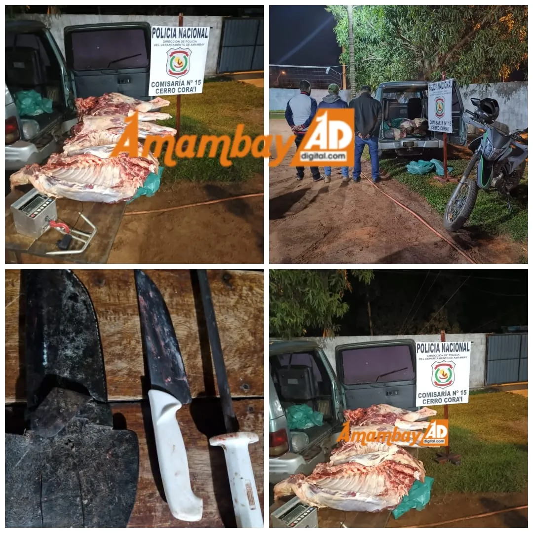 Detenidos con carne de origen dudoso y sin documentación en Cerro Corá'i