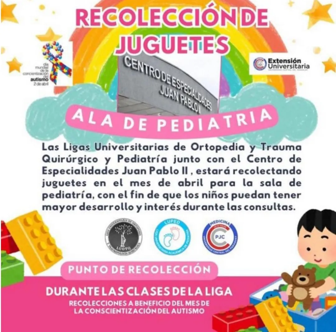 Alumnos de la UCP llevan alegría a la sala de espera de Pediatría con donación de juguetes