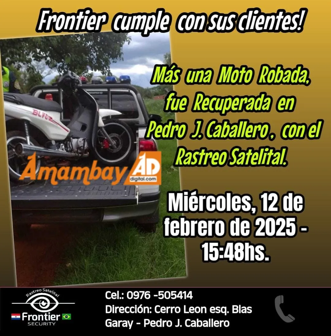 Otra  motocicleta recuperada gracias a Frontier Security.