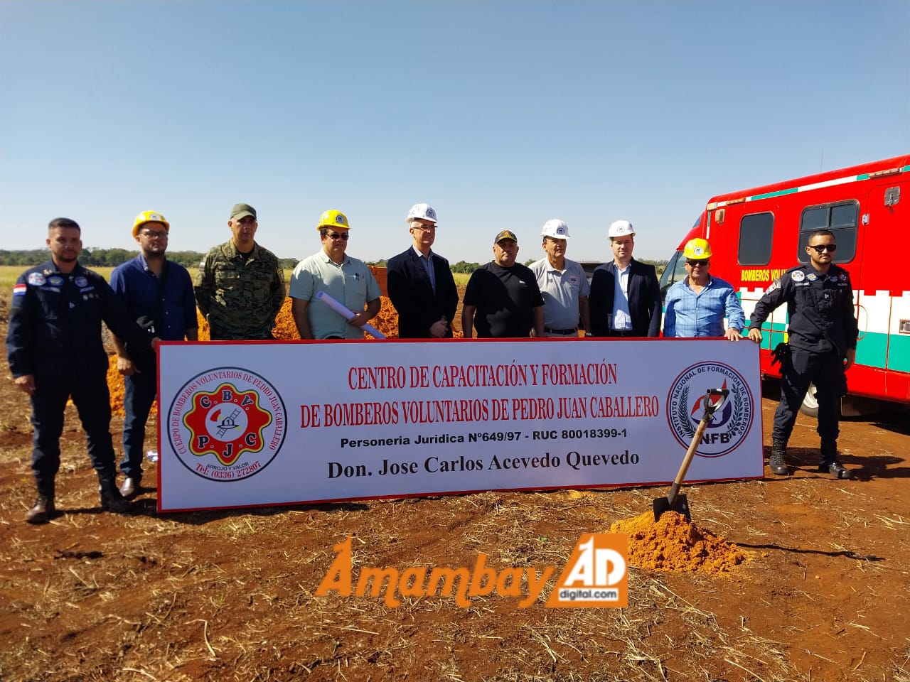 Palada inicial para la construcción del Centro de Capacitación y Formación de Bomberos Voluntarios