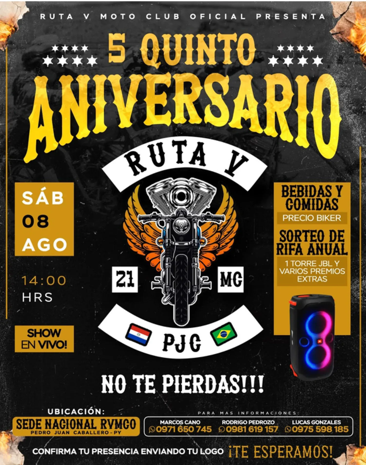 Ruta V Moto Club celebrará su 5.º aniversario con un gran encuentro de motociclistas
