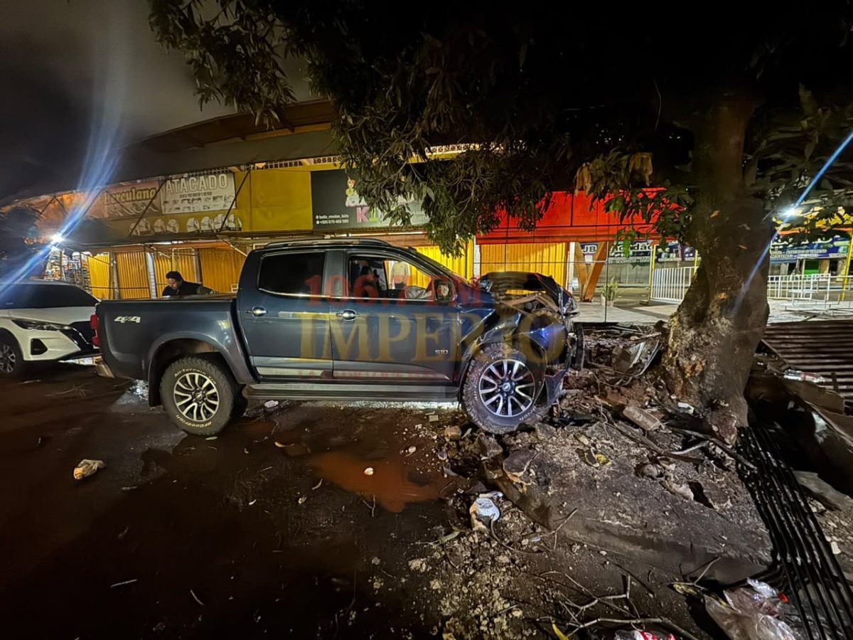 Conductor de 20 años pierde el control y choca su camioneta contra un árbol sobre la línea internacional