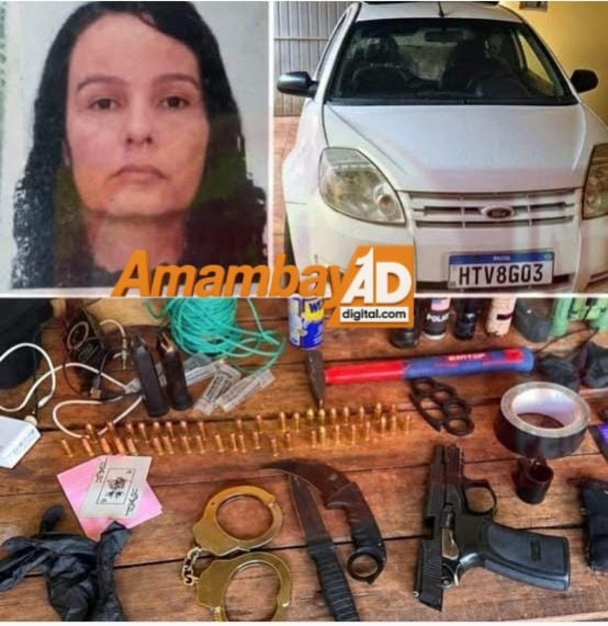Brasileña aprehendida durante operativo policial con pistola y 32 proyectiles 9 mm
