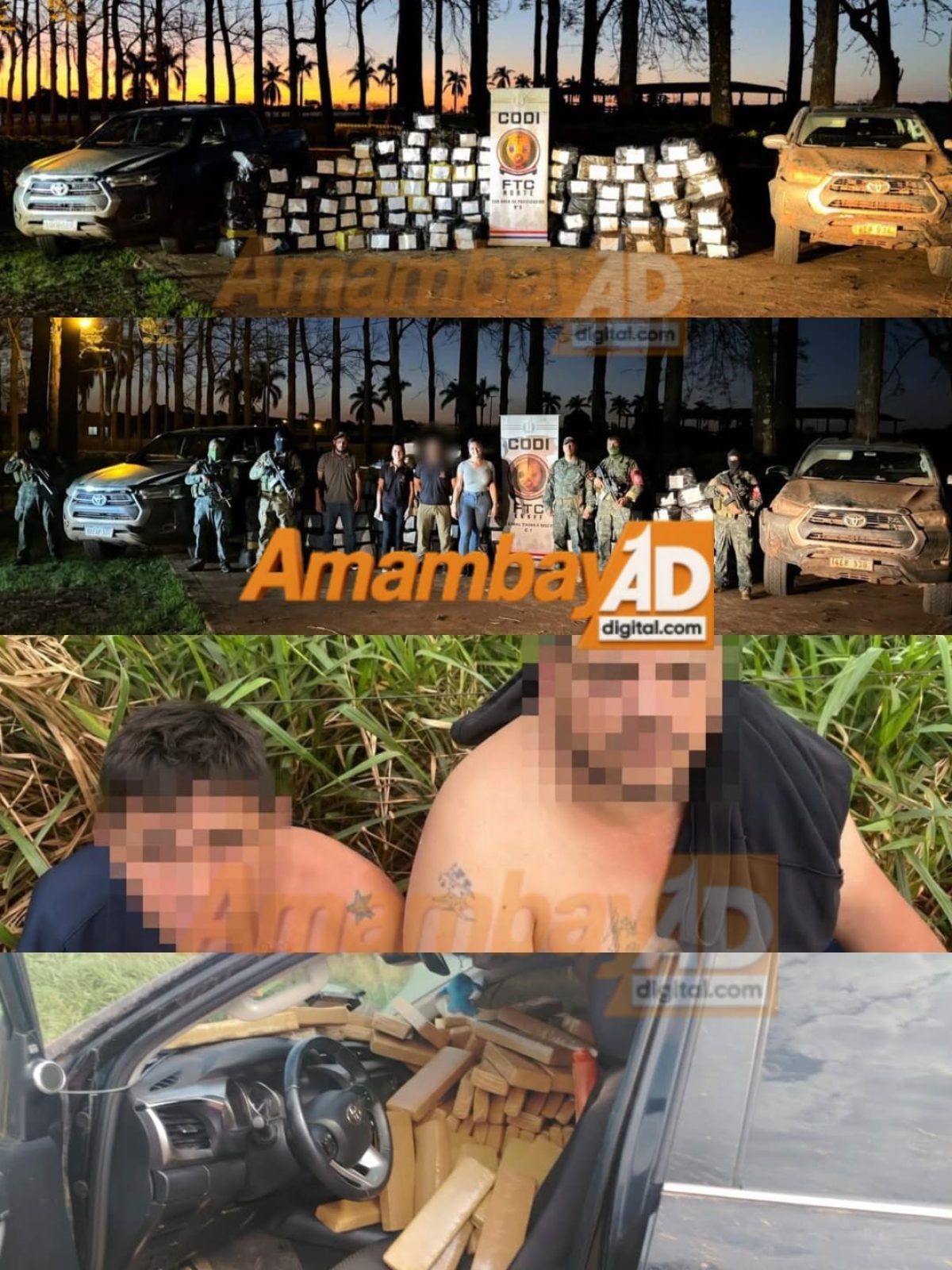 Incautan más de dos toneladas de marihuana y detienen a dos personas en Bella Vista Norte