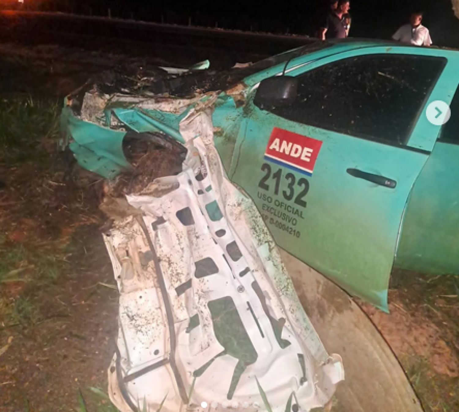 Camioneta de la ANDE colisiona contra un animal equino sobre Ruta PY05